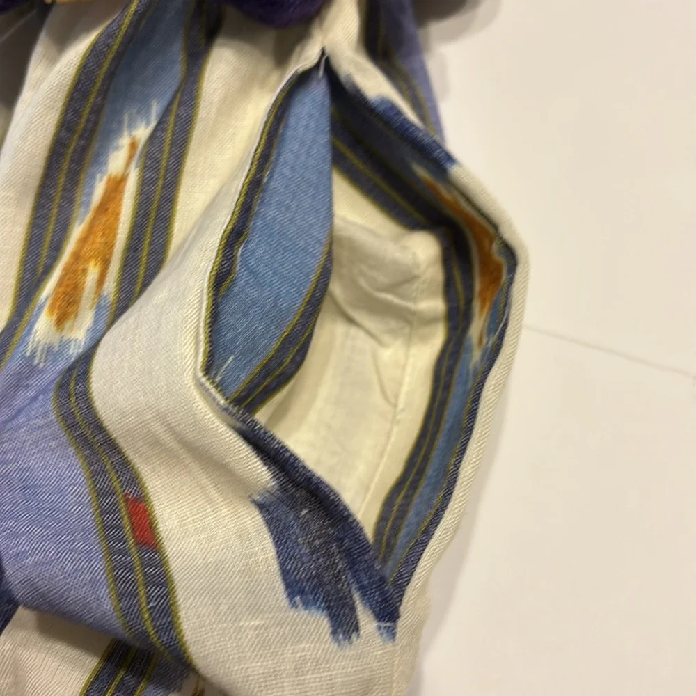 NOT 4 SALE Ollari Anthropologie Ikat Print Wide Leg Pom Pom Embellishment Pants - Picture 6 of 16